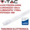 Tancredi srl V-TAC VT-121 655 Tubo LED Samsung T8 18W G13 120cm 1200mm Luce Fredda 6400K Neon