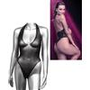 California Exotic Novelties Body perizoma donna sexy bodysuit erotico nero trasparente con brillantini hot