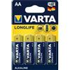 Varta Batterie Pile AA Stilo LR6 Longlife Alcaline da 1,5 V
