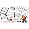 KIT ANTENNA DIGITALE TERRESTRE PER 4 FAMIGLIE 5G LTE HD ANTENNA COMPLETO