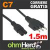Tommox Cavo Alimentazione 1.5m bipolare C7 --> spina ita. Stereo Decoder TV Playstation
