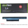 MB distribuzione Batteria OhmHero® NERA 6800 mAh REALI per Gateway EasyNote NV59C47U
