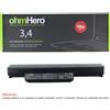 MB distribuzione Batteria OhmHero® NERA 6800 mAh REALI per asus X53E-RS52