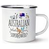 Gift Base I'M Australiano Cosa C'È Your Superpower Rétro Smalto Tazza - Australia Bandiera