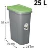 STEFANPLAST Bidone Spazzatura Plastica Coperchio Colorato Eco System 25L Cestino Rifiuti