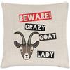 Gift Base Beware Pazzo Capra Donna Lino Copricuscino Cuscino - Divertente Animale