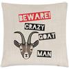 Gift Base Beware Pazzo Capra Uomo Lino Copricuscino Cuscino - Divertente Animale