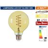 UNIVERSO LAMPADINA LED E27 4W GLOBO G80 FILAMENT VETRO AMBRATO BIANCO CALDO 2500K
