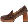 L'ARIANNA scarpe donna Mocassino tacco alto 8 cm in crosta marrone