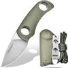 TONIFE Runer Full Tang Coltello da Caccia campeggio a Lama Fissa 4,7cm con Guaina Kydex Regolabile Facile Portabile con Cordino in Paracord per Sopravvivenza (Verde+Satinato)