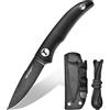 TONIFE Nova Full Tang Coltello da Caccia Campeggio a Lama Fissa 6,8cm con Guaina Kydex Regolabile Facile Portabile con Cordino in Paracord per Outdoor, Sopravvivenza e Bushcraft