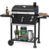 Brigros MasterCook - Barbecue A Carbonella Friend Con Doppia Griglia E Regolazione Cestello, BBQ Carbonella Con Coperchio, Termometro, Ripiani Pieghevoli, Barbecue A Carbone Professionale In Acciaio