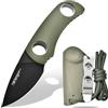 TONIFE Runer Full Tang Coltello da Caccia campeggio a Lama Fissa 4,7cm con Guaina Kydex Regolabile Facile Portabile con Cordino in Paracord per Sopravvivenza (Verde+Nero Titanio)