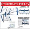 EDISION Kit Antenna Tv Digitale Terrestre UHF Centralino Amplificatore Per 2,4,6 Utenti