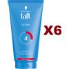 Schwarzkopf 6 PZ Schwarzkopf TAFT ULTRA 4 STYLING GEL ULTRA FISSANTE TUBO 150ML