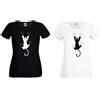 Fruit of the Loom T-shirt Gatto gatta cat occhi graffi micio donna ottimo cotone bianca o nera