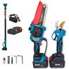 Partenopea kit potatura cesoia a batteria con asta e motosega a batteria 6" con asta