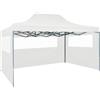 vidaXL Gazebo Professionale Pieghevole 3 Pareti 3x4m Acciaio Bianco