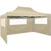 vidaXL Gazebo Professionale Pieghevole con 3 Pareti 3x4m Acciaio Crema