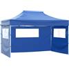 vidaXL Gazebo Professionale Pieghevole con 3 Pareti 3x4m Acciaio Blu