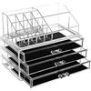 GC GLOBALCOMMERCE Organizer per Trucchi con 3 Cassetti e 15 Scomparti Varie Misure, in Plastica Trasparente per Esposizione