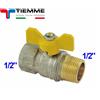 TIEMME Valvola a sfera per gas M-F 1/2'' con maniglia a farfalla gialla - TIEMME