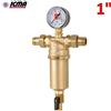 ICMA - Filtro autopulente 1'' in ottone per acqua con bocchettoni M-M, manometro