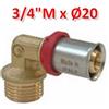 Fornara Multistrato pressare - Gomito 90° filetto maschio 3/4'' x Ø 20 mm