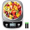 Himaly Bilancia da Cucina Digitale, 10Kg/1g Bilancia Elettronica Alta Precisione Misurazione Display LCD Multifunzione Bilancia da Cucina Professionale, Acciaio Inossidabile + ABS, Grigio Argento
