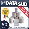 50 ROTOLI TERMICI MM 57x30 METRI CARTA DI ALTA QUALITA' - REGISTRATORI DI CASSA