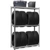 Megashopitalia Scaffale Porta Gomme in Acciaio con Piano Superiore in MDF 8 Pneumatici