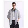 Senza marca/Generico - Camicia Maglia Maniche Corte Uomo Over Bianco Nero Righe Morbida 71607