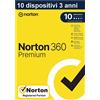 NORTON 360 Premium 2026 10 PC 3 anni | Internet Security Antivirus | Senza Abbo