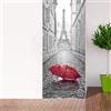 Ambiance Sticker Adesivo effetto 3D - Adesivo Trompe L'occhio per porta - decorazione per la porta della cucina, soggiorno, camera da letto, bagno - Sfondi in stile per pareti - Torre Eiffel e ombrellone - 204 x 83 cm