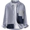 Senza marca/Generico - Camicia Maglia Maniche Corte Uomo Over Bianco Nero Righe Morbida 716079