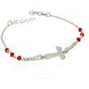 NALBORI Bracciale rosario Argento 925 con croce TAU e cristallo rosso nero uomo donna