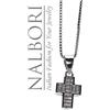 NALBORI Collana argento 925 croce piccola zirconi bagno oro giallo bianco pietre collier