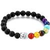 Newlary Bracciali Bracciale Pietra Tormalina Nera 7 Radici Chakra Pietra Testa di Bud...