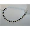 bracciale cavigliera con swarovski argento 925 uomo donna NERO JET NUT AB 23cm