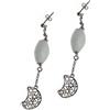 orecchini argento 925 donna ciondoli pietre agata bianca naturale luna filigrana