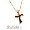 NALBORI Collana argento 925 ciondolo TAU croce san francesco placcata oro rosa donna