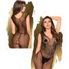 Bodystocking intimo aperto sexy tutina a rete nero trasparente fishnet catsuit