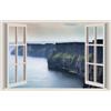WALL STICKERS ADESIVI MURALI Scogliera sul mare Trompe L'oeil finestra natura