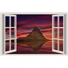 WALL STICKERS ADESIVI MURALI Monte Kirkjufell natura Trompe L'oeil finestra