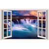 WALL STICKERS ADESIVI MURALI Cascate Gooafoss Islanda Trompe L'oeil finestra