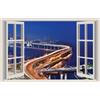 WALL STICKERS ADESIVI MURALI Busan Pusan City Città Trompe L'oeil finestra vista