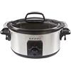Beper 5.5 Litri Slow Cooker-PENTOLA per LA Cottura LENTA 5,5 Litri, per 6 Persone, 260 Watt, W, Acciaio Inossidabile
