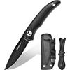 TONIFE Nova Full Tang Coltello da Caccia Campeggio a Lama Fissa 6,8cm con Guaina Kydex Regolabile Facile Portabile con Cordino in Paracord per Outdoor, Sopravvivenza e Bushcraft