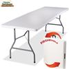 Giordanoshop Tavolo Catering Rettangolare Pieghevole 244x76x72cm in Resina e Metallo Bianco