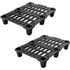 EMPOTEC 2 BANCALI PALLET 80x60x14cm PLASTICA NERA PORTATA STATICA 600KG DINAMICA 250KG